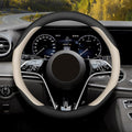 Mihecor Steering Wheel Cover Standard Size Medium 14.5-15 inch, Breathable Microfiber Leather, Anti-Slip, Soft Grip, Universal Fit for Cars SUVs Trucks, Black and Creamy White