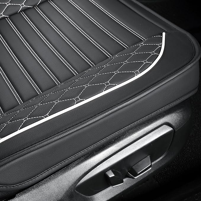 Vankerful Leather Seat Covers for Cars,Car Seat Covers Front Seats,Automotive Seat Covers for Trucks,SUV,Leatherette,Universal Fit,Vehicles Seats Cushions(Front Pair,Black-White)