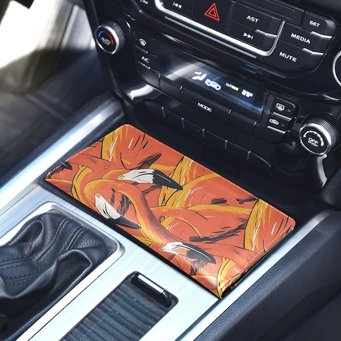 ALAZA Flamingo Pattern Car Registration and Insurance Card Holder Vehicle Glove Box Car Organizer Driver License Documents Holder Waller Case Organizers