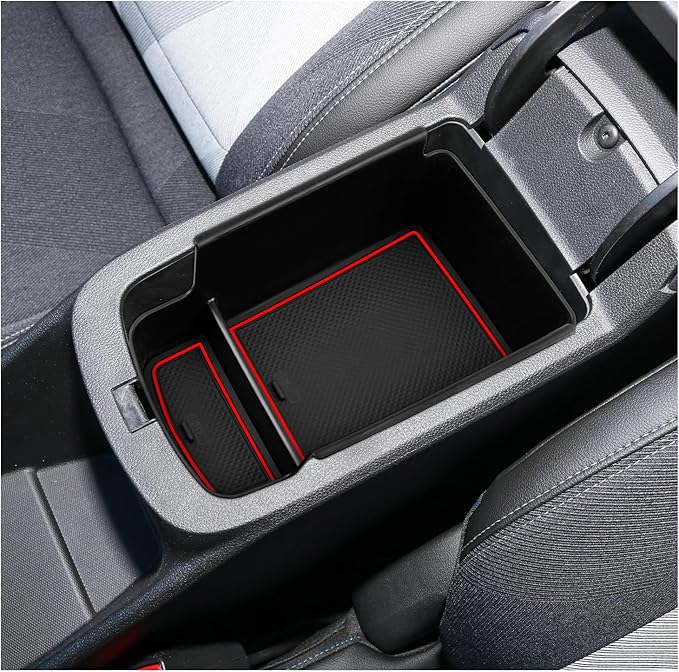 SXCY Fit for 2024 2025 Chevy Trax Center Console Organizer Tray 2024 2025 Chevy Trax Accessories(LS LT 1RS 2RS ACTIV) Armrest Storage Box Console Tray for 2024 2025 Trax Console Organizer Red Mats