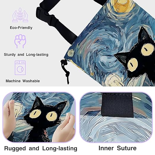 UUCBTAH Car Trash Bag Cat Under The Starry Sky Car Garbage Bag Waterproof Car Trash Can for Back Seat with Adjustable Straps and Drawstring, Foldable Car Trash Bin for Car Accessories