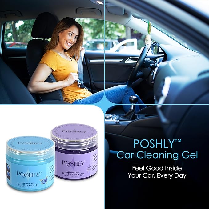 Car Cleaning Gel Detailing Putty | Car Interior Cleaner Slime for Air Vents, Dashboard & Keyboard | Auto Detailing Tool | Drawers, Window Tracks, Calculator & Tight Spaces - Sky Blue