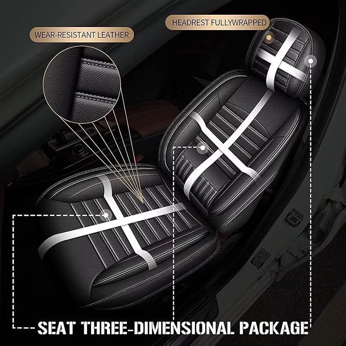 TTX LIGHTING Car Seat Covers Fit for Dodge Dart 2013-2016 Seat Covers Full Set 5 Seats Waterproof Faux Leather Car Seat Cushion Protector Compatible Airbag(Black)