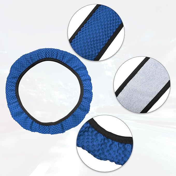 X AUTOHAUX Steering Wheel Cover Universal Elastic Stretch Antislip Breathable Microfiber Ice Silk Interior Trim Wheel Protector for Car Truck SUV Blue