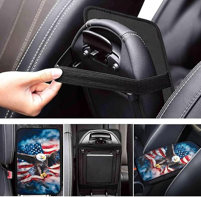 Eagle Flag Arm Rest Car Car Center Console Cover Auto Console Armrest Cover Easy to Install Universal Cars Interior Accessories Cars Arm Rest Cover 12.3 x 7.5 Inch