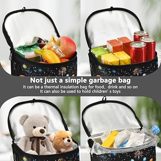 MNSRUU Car Trash Can with Lid, Multi-Color Butterfly Starlight Car Trash Bag Hanging Organizers and Storage for Front Back Seat, Leak-Proof Trash Bin