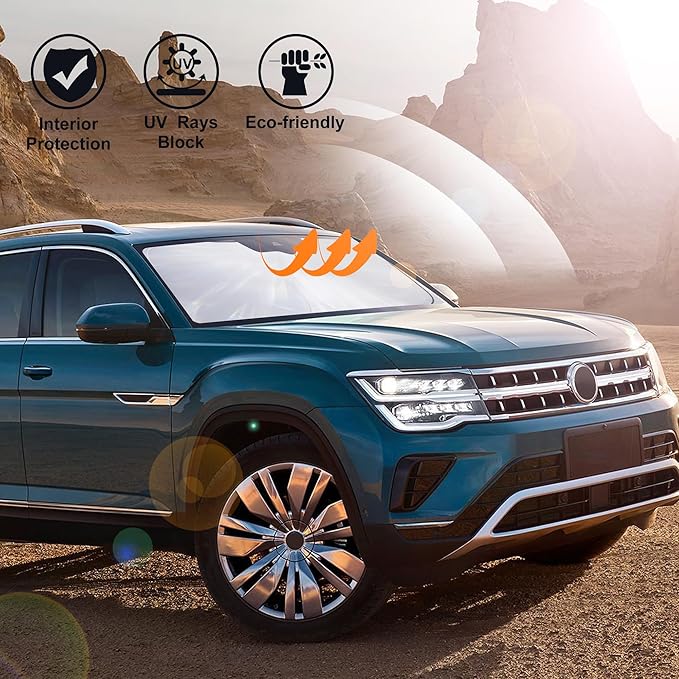 Windshield Sun Shade for 2018-2024 2025 Volkswagen Atlas VW Atlas Cross Sport Accessories Front Window Sunshade Shield Keep Your Car Interior Cooler