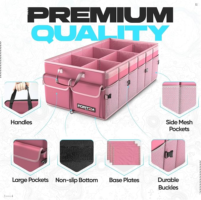 FORTEM Trunk Organizer For SUV Car Trunk Organizer, Foldable Storage, Car Accessories for Women Men, Collapsible Bag, Perfect Christmas Gifts, 600D Oxford, Non Slip Bottom, Straps, Soft Cover (85L)