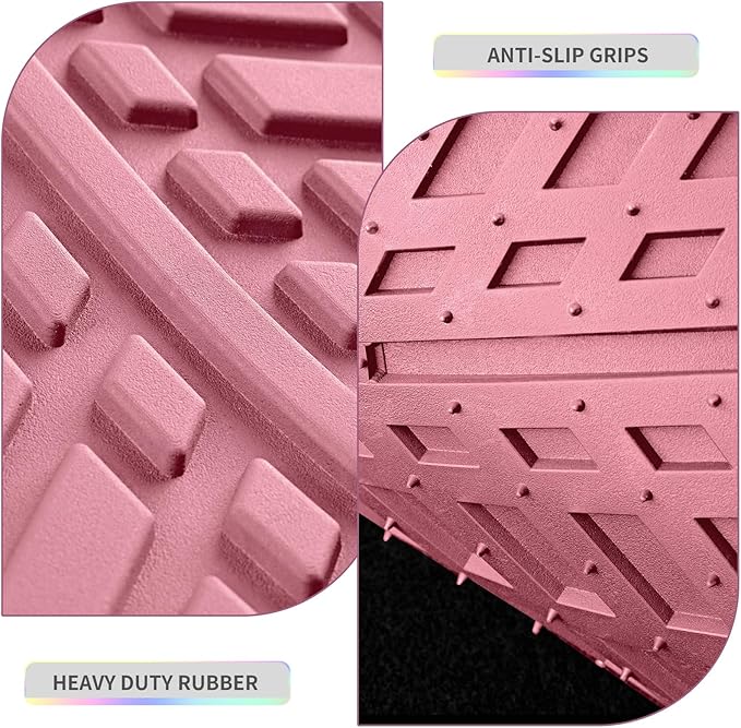 PIC AUTO All Pink Car Floor Mats, Aluminum-Molded with Full-Circle Iridescent Inlay Strip Car Mats, Universal-Fit Rubber Mats for Cars, Trucks & SUVs, All-Weather, Non-Slip, Easy-to-Clean Interior Mat