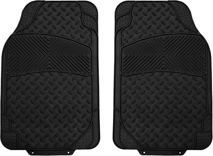 FH Group Automotive Floor Mats Climaproof for All Weather Protection Universal Fit Trim to Fit for Most Cars, SUVs, and Trucks, 3 Row 4pc Full Set Black