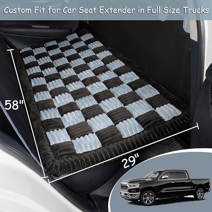 Dog Bed Mat for Trucks, Non-Slip Car Dog Bed for Pickup Back Seat Extenders, Soft Furry Travel Pet Blanket, Washable and Custom Fit for Truck Backseat Extenders and Hammock Seat Covers (58"×29" Gray)