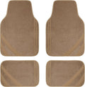 CAR PASS Beige Car Floor Mats, Edge Leather Waterproof Car Mats with Double Stitch Line and Anti-Slip Backing Design, Fit 95% Automotive,SUVS,Sedan,Vans (Pure Beige)
