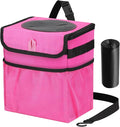 GPUSFAK Car Trash Can Foldable Garbage Bin Leakproof 2.3 Gallons Car Trash Bag Pink