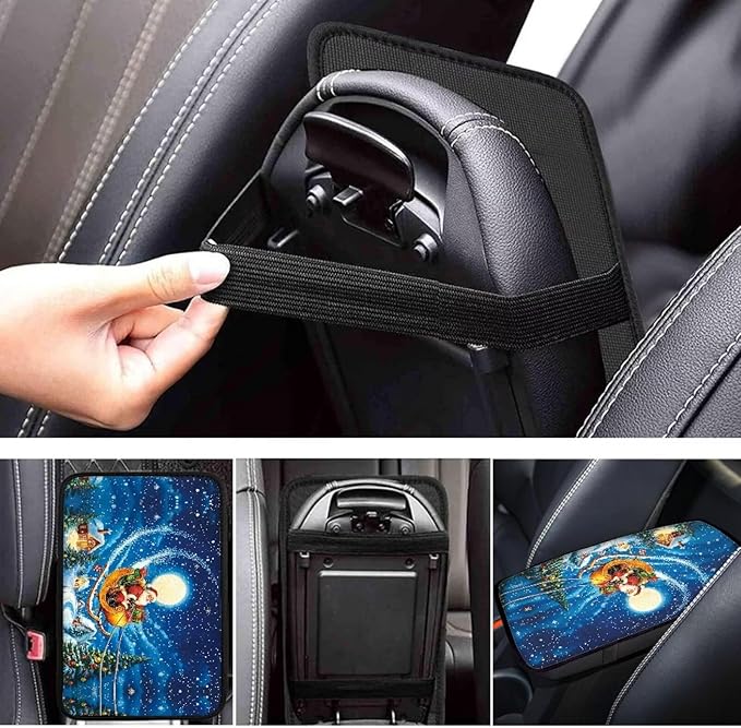 Mintutlipy Santa Claus Sleigh Car Center Console Cover Car Seat Box Cover Anti-Scratch Dust Proof Armrest Protector for Pets Dogs Carts