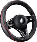 GXT Steering Wheel Cover, PU Leather, Universal 15 Inches, Non-Slip, Odourless Car Interior (Black Red)