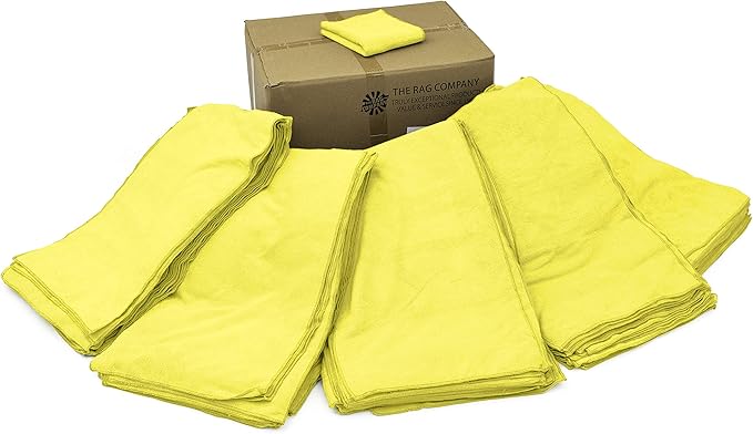 The Rag Company - Car Wash Towel - Professional Microfiber Auto Detailing and Drying Towels, Lint-Free, Streak-Free, Great for General Cleaning, 320gsm, 16in x 27in, Yellow (Wholesale Case of 125)