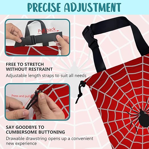 KXWQTRDD Car Garbage Bag Spider on Spider Web Drawstring Car Trash Bag Hanging for Back Seat with Adjustable Buckle Canvas Vehicle Trash Can Easy-to-Install