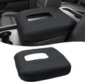 Center Console Armrest Cover for Chevy Silverado 1500 Accessories & GMC Sierra 2019-2026, Yukon & Tahoe & Suburban 2021-2026, Bucket Seat, PU Leather Middle Console Lid Cover Pad, Black-Blue Stitch