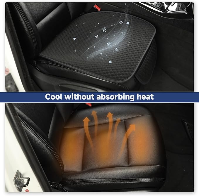 West Llama Car Seat Covers for Summer,Ice Silk Bottom Seat Covers for Cars Include 1 Piece Front Driver Seat Pad Mat Universal Fits 90% SUVs,Cars,Sedans(1Piece-Black)