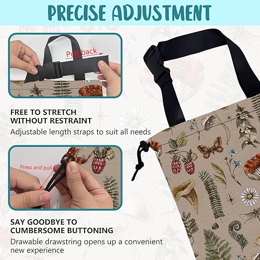 KXWQTRDD Car Garbage Bag Vintage Mushroom Forest Plants Drawstring Car Trash Bag Hanging for Back Seat with Adjustable Buckle Canvas Vehicle Trash Can Easy-to-Install