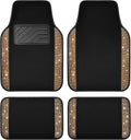 CAR PASS Bling Diamond Car Floor Mats, Shining Rhinestone Carpet Sparkly Glitter Crystal with Anti-Slip PVC Heel Pad Waterproof Universal Fit Automotive SUV,Sedan,Van,Cute Girl Women,4pcs Golden
