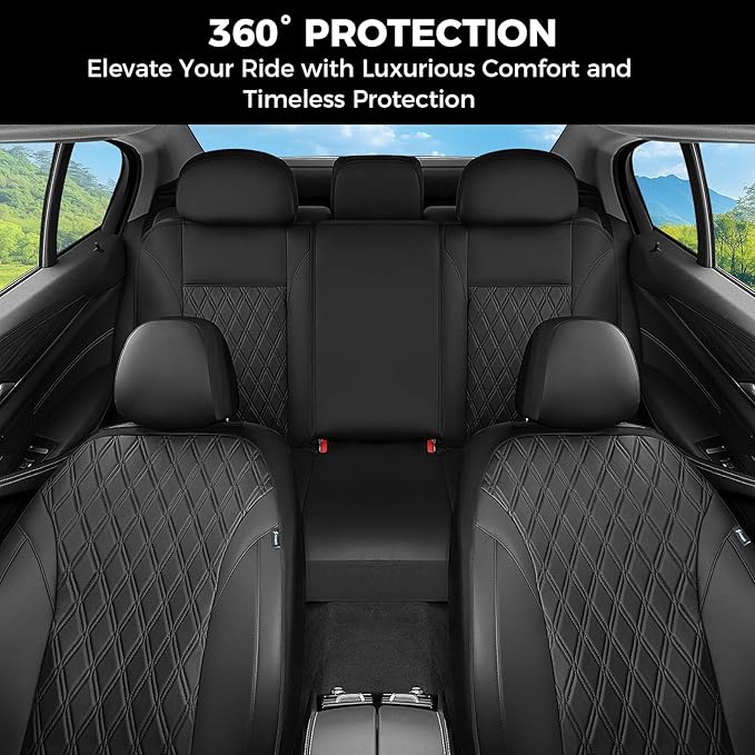 FLORICH Car Seat Covers Full Set, Leather Seat Covers for Cars, Car Seat Protector Waterproof Breathable, Universal Automotive Seat Covers, Front and Rear Car Seat Cover Fit for Most Sedans SUV Truck