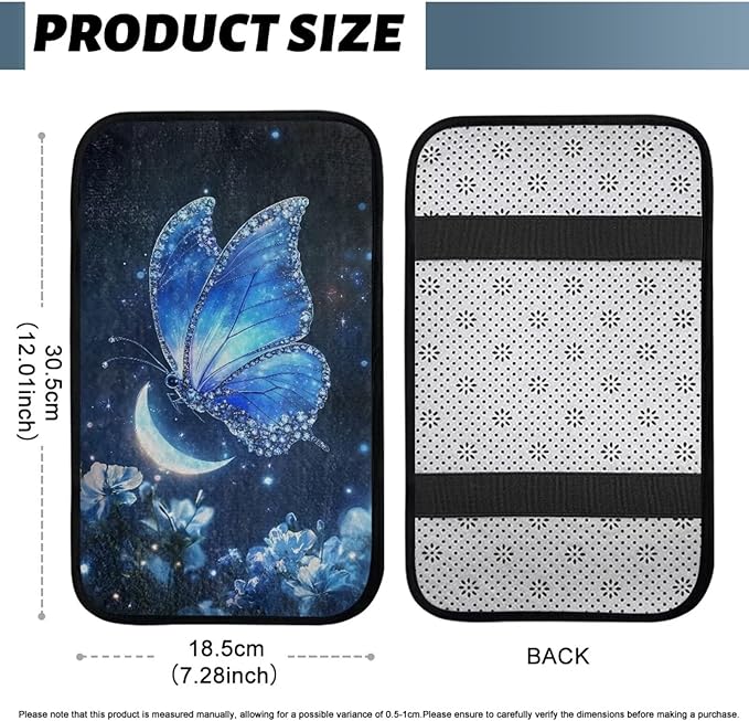 Bulopur Blue Butterfly Car Center Console Cushion Pad Armrest Cover Protec Arm Rest Cover Car Flannel Protect from Pet Claws 12.01 x 7.28 Inch Universal Fit for Vehicles,Cars,Suvs,Vans,Sedans