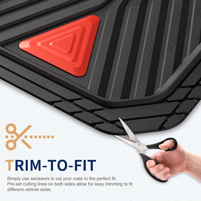 FLORICH Car Floor Mats, Heavy Duty Floor Mats for Cars, 3 Piece All-Weather Floor Mats with Anti-Slip Backing, Universal Trim-to-Fit, Waterproof Automotive Floor Mat for Cars Trucks SUV (Red)