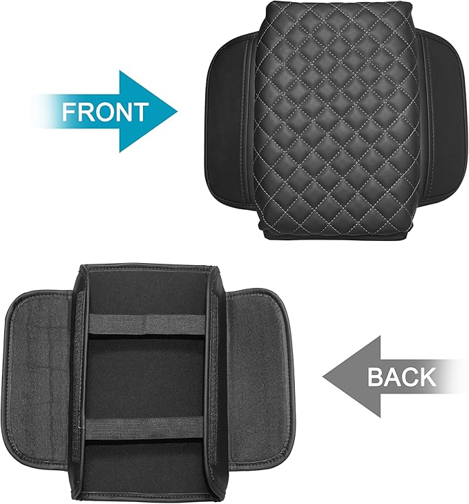 SENSHINE 1.2in Thickness Center Console Cover for Tacoma Accessories 2024 2025 2026 Armrest Cover Leather Armrest Box Lid Protector Cushion Pad with Pockets Interior (Gray Stitch)