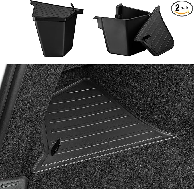 Motrobe 2025 2026 Tesla Model Y Juniper Trunk Organizer Trunk Storage Bins with TPE Lid Waterproof Rear Trunk Side Storage box Model Y Juniper (Standard, Premium & Performance 2025/2026) Accessories