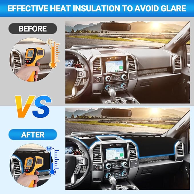 Dashboard Cover Dash Mat Compatible with 2015 2016 2017 2018 2019 2020 Ford F150 Dash Covers Interior Dash Board Accessories Protecter Cover
