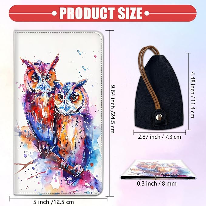 Car Registration Holder, Waterproof PU Leather Vehicle Card Document Glove Box Organizer, Women Interior Auto Accessories Case for Cards, Driver License Car Insurance Holder, A Owl Couples Romance