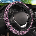 Pink Leopard Print Elastic Steering Wheel Cover, Non-Slip Breathable Neoprene Steering Wheel Covers, Women Pink Car Accessories, Universal 15 Inch Fit Auto, Suvs, Truck