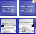 Ziciner Car Registration Insurance Holder, 2Pack Essential Auto Card Document Glove Box Organizer with Touch Fastener, Vehicle Interior Accessories Perfect for Most Car, Truck, SUV (Blue/Big Car)