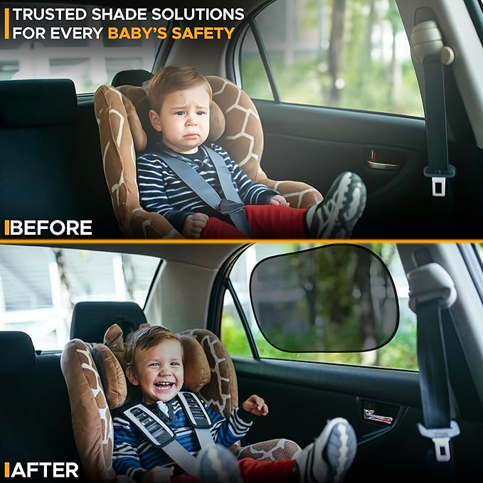 EcoNour Car Window Shades for Baby (4 Pack) | Protects Baby from Window Sun & Heat | Sun Shade Side Windows for Kids | Automotive Sun Protection from UV | Child Safety Accessories | XXXX-Small-20 x12