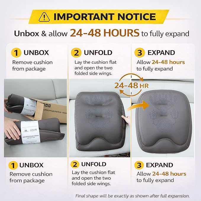 Comfort Dreamcatcher Car Seat Cushion Non-Slip - Relaxing, Optimal Support & Posture for Long Drive (Full Set (Beige))