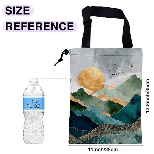UUCBTAH Car Trash Bag Hanging Golden Mountain Sun Car Trash Can for Back Seat Waterproof Car Garbage Can with Adjustable Straps and Drawstring for Car Accessories Vehicle Travelling Camping