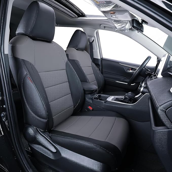 coverdream Corolla Cross Leather Seat Covers Custom Fit for 2023-2026 Toyota Corolla Cross Hybrid S,SE,XSE,Nightshade SUV,Fully Covered,Luxury Waterproof Car Seat Protector(Full Set,Black/Gray)