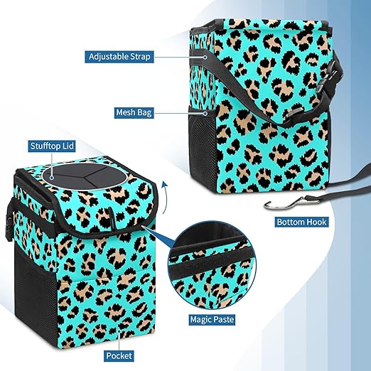 GVGHIDZ Car Trash Can – Multi-Purpose, Lightweight and Portable with Durable Water-Resistant Coating, No Installation Required, Practical and Ample Capacity, Variety of Colors.Tiger Pattern