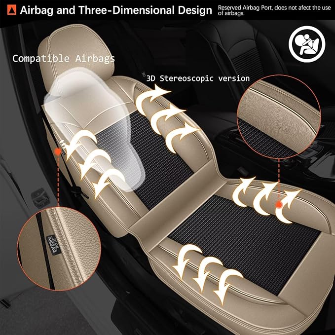 DISUTOGO Full Set Seat Covers Fit for Nissan Juke 2011-2017 Waterproof Faux Leather Automotive Cushion Protector Car seat Covers Compatible Airbag(5 Seats, Black&Beige)