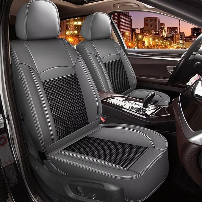 DISUTOGO Full Set Seat Covers Fit for Nissan Murano 2011-2025 2026 Waterproof Faux Leather Automotive Cushion Protector Car seat Covers Compatible Airbag(5 Seats, Grey)