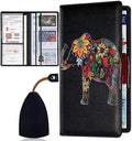 Car Registration and Insurance Card Holder for Women Men, Waterproof PU Leather Glove Box Car Organizer with Magnetic Shut, Vehicle Document Holder for Driver License,Cards, Elephant Sunflower