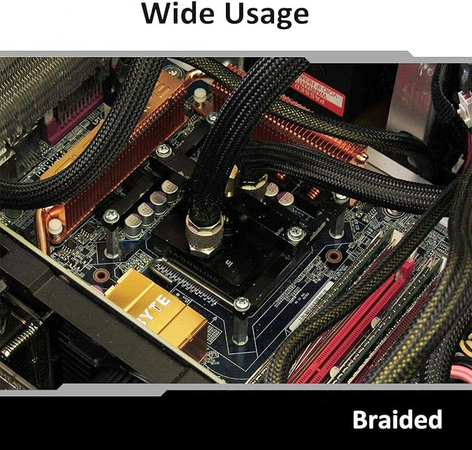 100ft - 3/8 Inch Cable Management Sleeve Protector,Wire Loom PET Expandable Wire Sleeving for Office TV Computer Home Theater Engine Bay Cord Organizer,Protect Cables from Pet Cat Dog Chewing,Black
