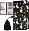 Car Registration Holder, Waterproof PU Leather Vehicle Card Document Glove Box Organizer, Women Interior Auto Accessories Case for Cards, Driver License Car Insurance Holder, Halloween Spooky Pumpkin