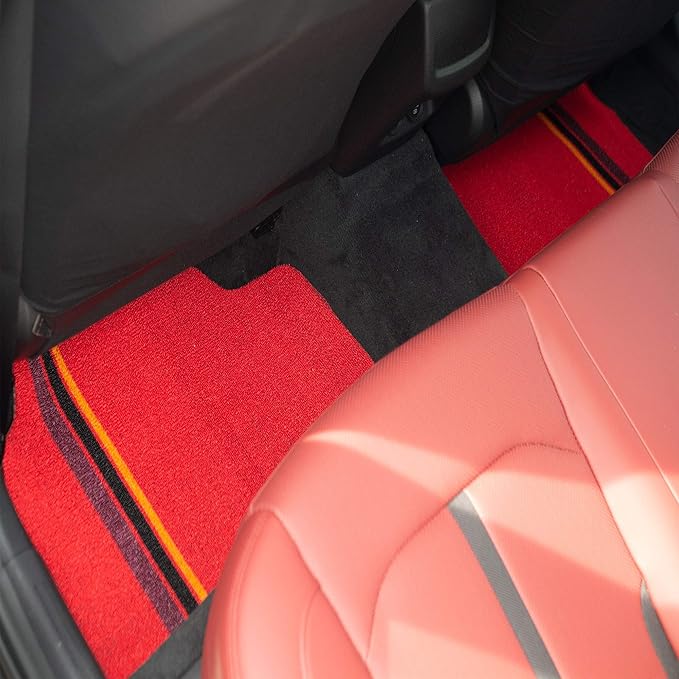 FH Group Car Floor Mats - All Weather Full Set of Red Rubber Floor Mats for Cars, Ultra DIY Waterproof, Trimmable Automotive Floor Mats Floor Mats for Sedan, Van, SUVs and Truck Floor Mats