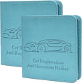 2-Pack Car Registration and Insurance Holder for Women Men, Glove Box Paperwork Organizer with Magnetic Buckle for Easy Access and Protect Documents and Various Cards in Vehicle, Blue