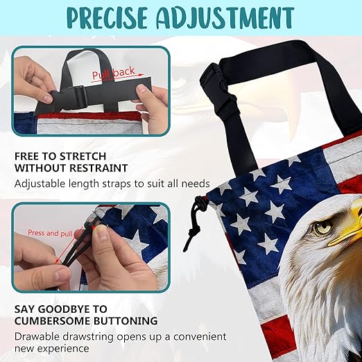 KXWQTRDD Car Trash Bag American Flag and Eagle Leak-Proof Car Garbage Bag with Drawstring Foldable Canvas Trash Bin with Adjustable Buckle for Car Accessories, Travelling, Camping