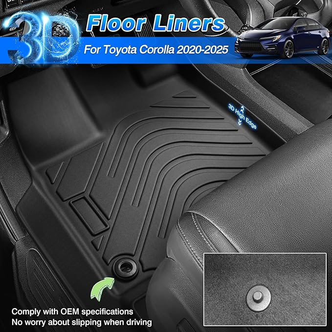 Cartist Floor Mats and Cargo Liner Fit for Toyota Corolla Sedan 2020-2025 (Not for Hatchback and Cross) All Weather Floor Mat Corolla Accessories Heavy Duty Carpet Protection