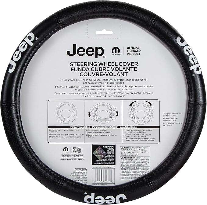 Plasticolor 006729R01 Elite Series Steering Wheel Cover compatable with Jeep