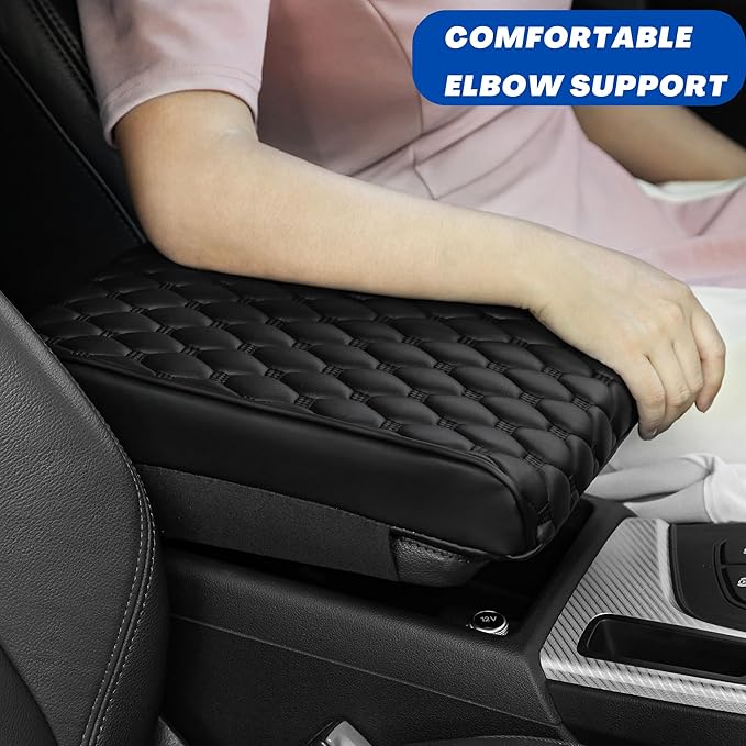 WOODHAWK Car Center Console Cushion Pad Memory FoamArmrest Cover for Universal Cars Arm Rest Seat Box Protector (Beige)